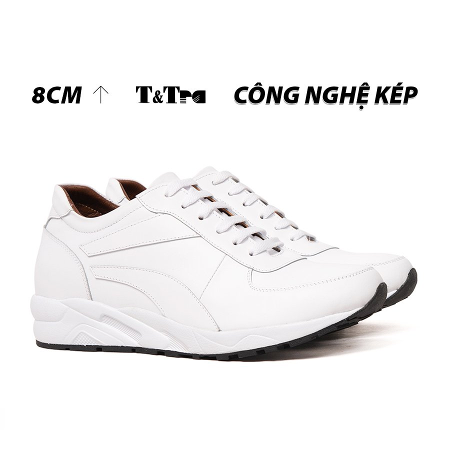 Giày Cao Nam T&TRA T28 Trắng cao 8CM