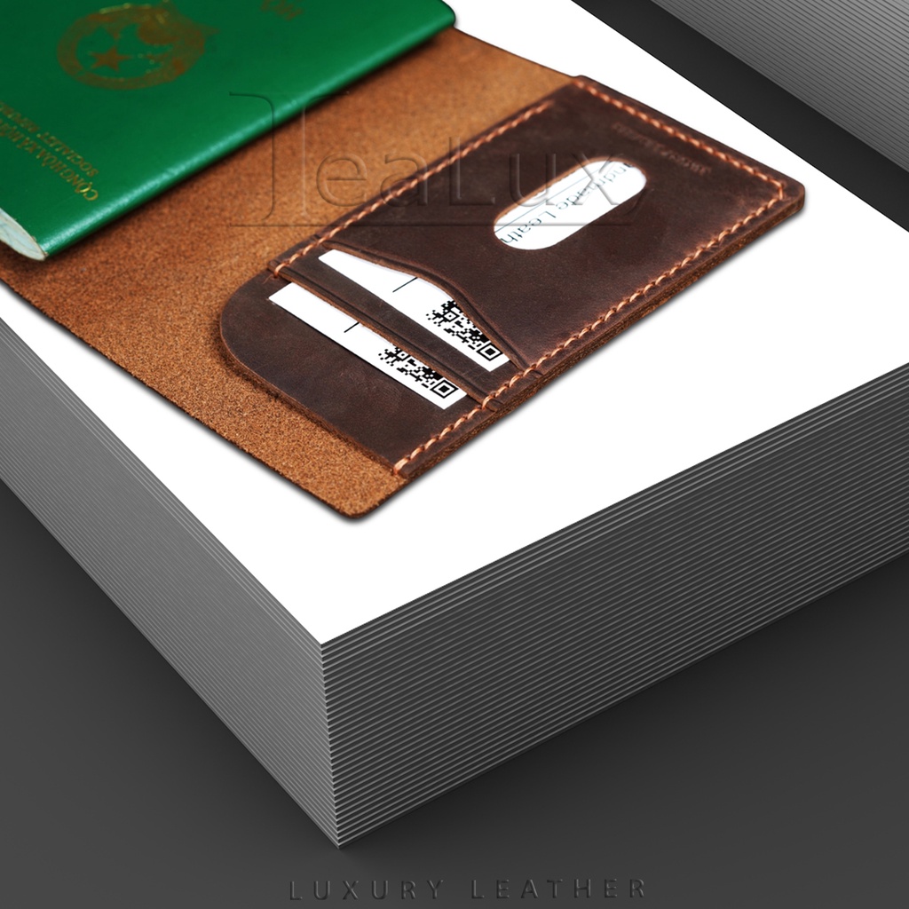 Ví Da Đựng Hộ Chiếu Handmade Da Sáp LEALUX Passport Wallet 2