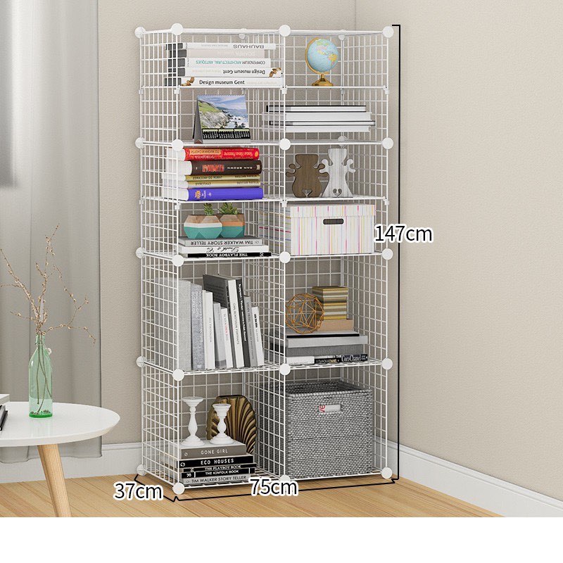 [HCM]Kệ Lưới sắt 8 ô - Kệ sách , quần áo (tặng kèm chốt)