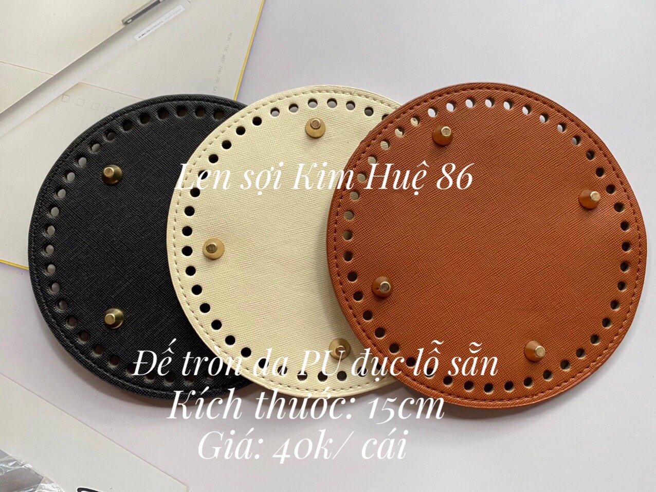 Đế tròn da PU có đục lỗ sẵn