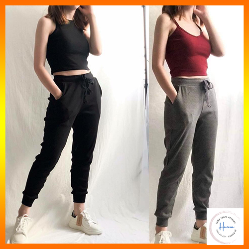 Quần Jogger Len Tăm Rút Dây Mặc Nhà Quần Baggy Len Tăm Chất Co Giãn Jogger Hanva Mặc Nhà Đi Chơi Dễ Kết Hợp