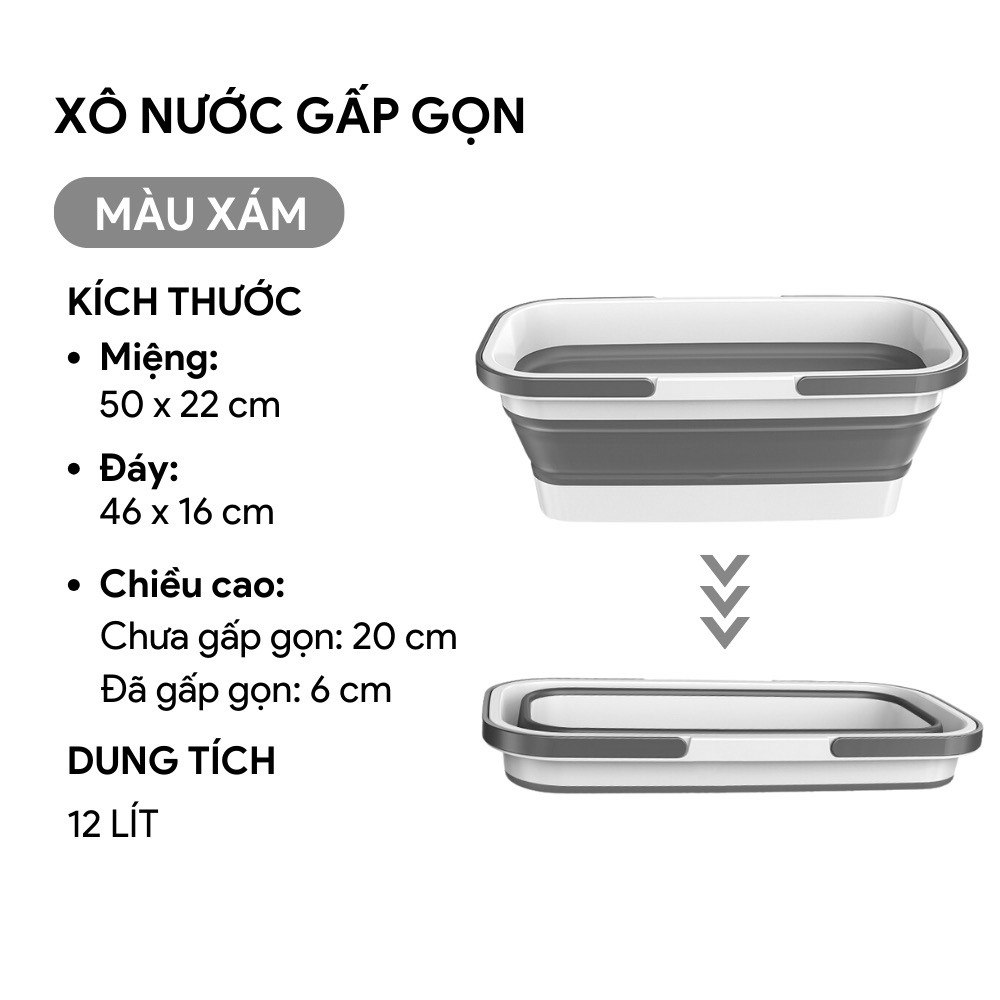 Xô Đựng Nước Gấp Gọn - Xô Nước Ướt Và Khô Hình Chữ Nhật Có Thể Gấp Gọn Tiện Dụng Bền Bỉ, xô đựng nước, xô, xô đựng nước gấp gọn , xô gấp gọn hình chữ nhật, xô đựng nước lau nhà