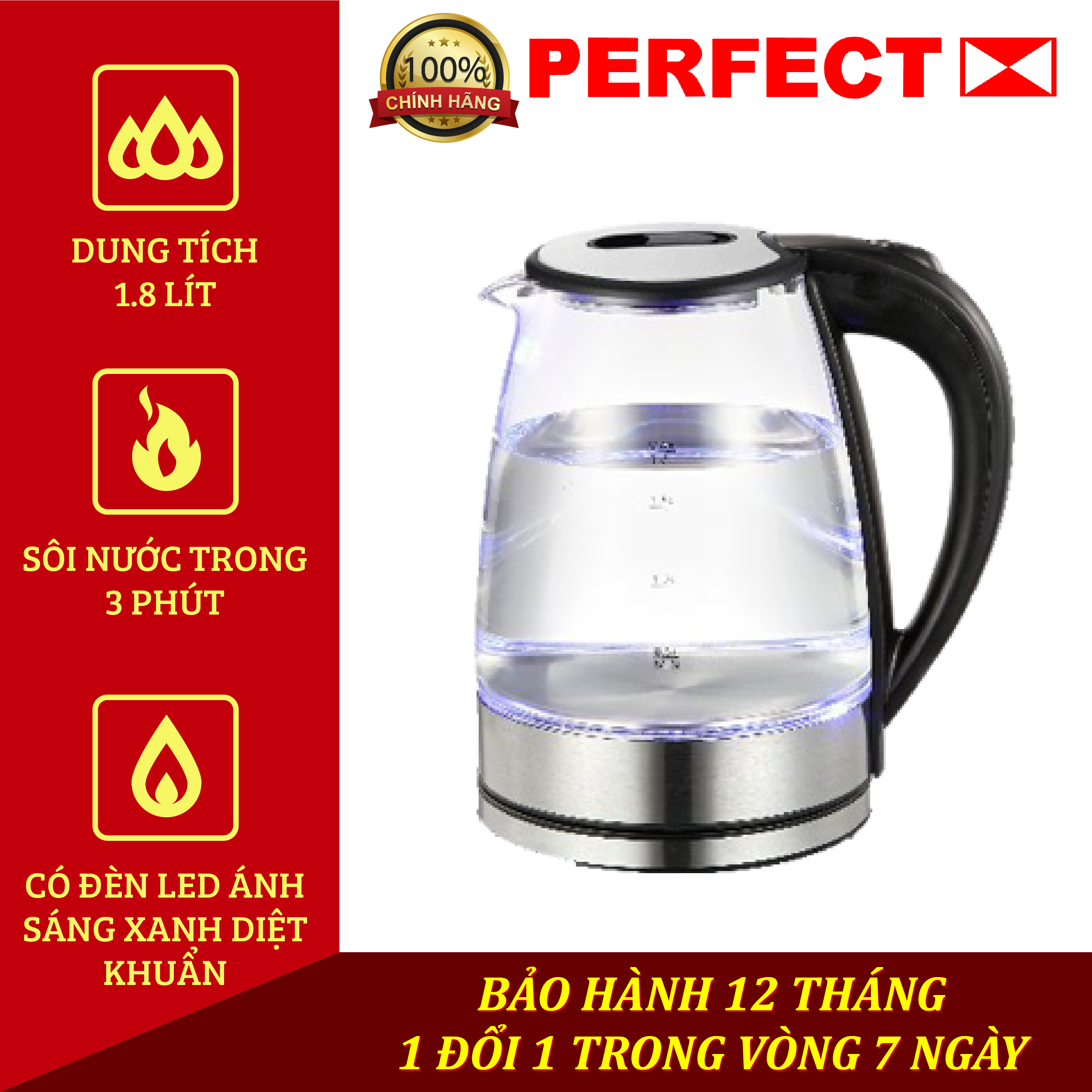 BÌNH ĐUN SIÊU TỐC THỦY TINH PERFECT PF-IN19