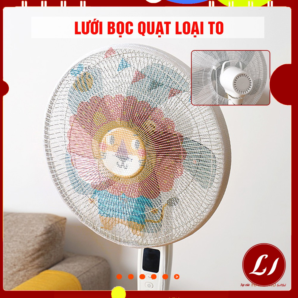 Lưới bọc quạt HỌA TIẾT cho LOẠI TO có dây rút điều chỉnh, chống bụi, bảo vệ an toàn cho bé- Labi Kid
