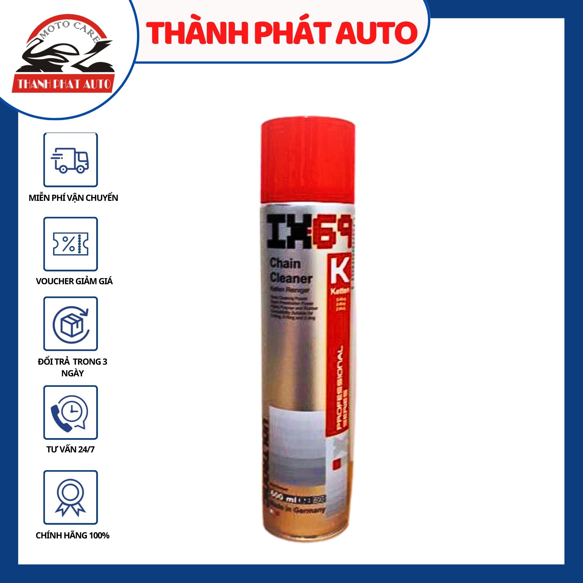 Chai vệ sinh sên nhập đức voltronic ix69 dung tích 600 ml dành cho xe máy xe địa hình off-road hàng nhập đức