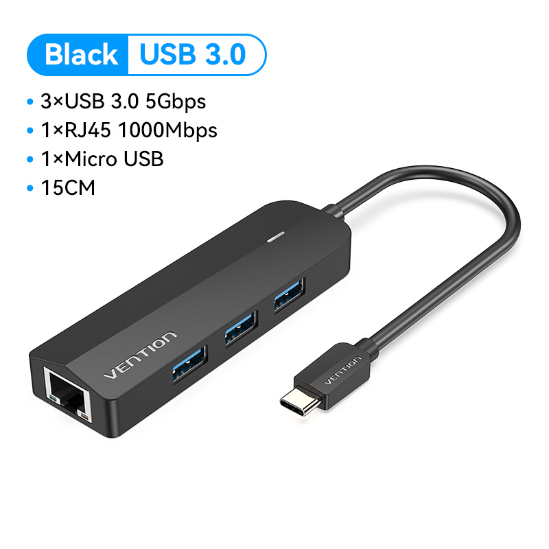 Vention USB-C Hub 4 Cổng USB 3.2 - Tốc Độ 10Gbps - Bộ Chia Cổng Type-C - Tương Thích Macbook Laptop Điện Thoại - Đèn Báo Hiệu - Cắm Là Chạy
