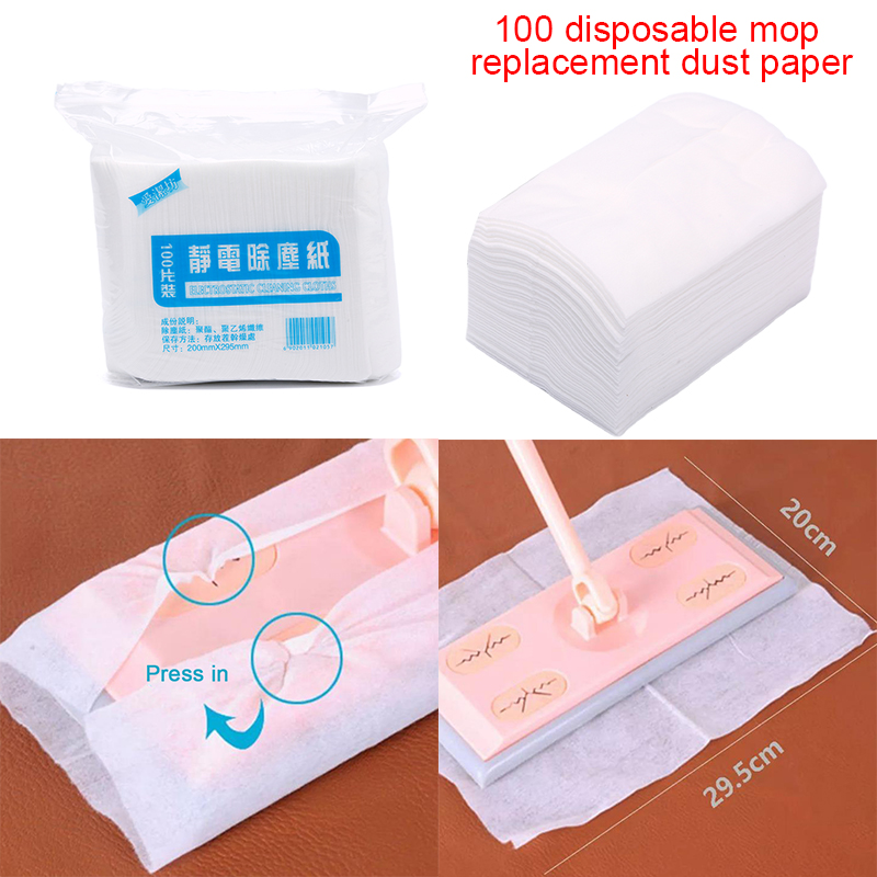 Blossom 100pcs Disposable Electrostatic Dust Removal Mop Paper Home Kitchen Cleaning