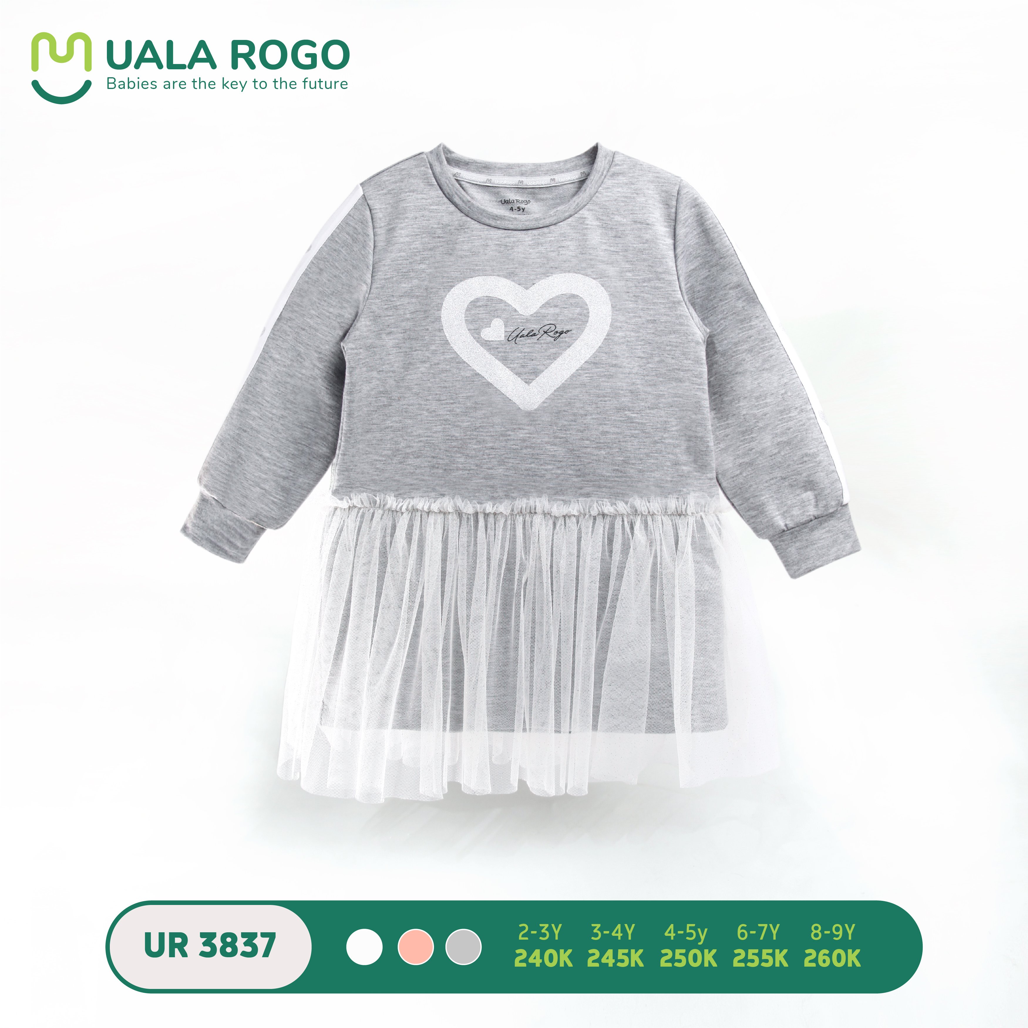 Váy nỉ voan tay bèo pony Uala Rogo