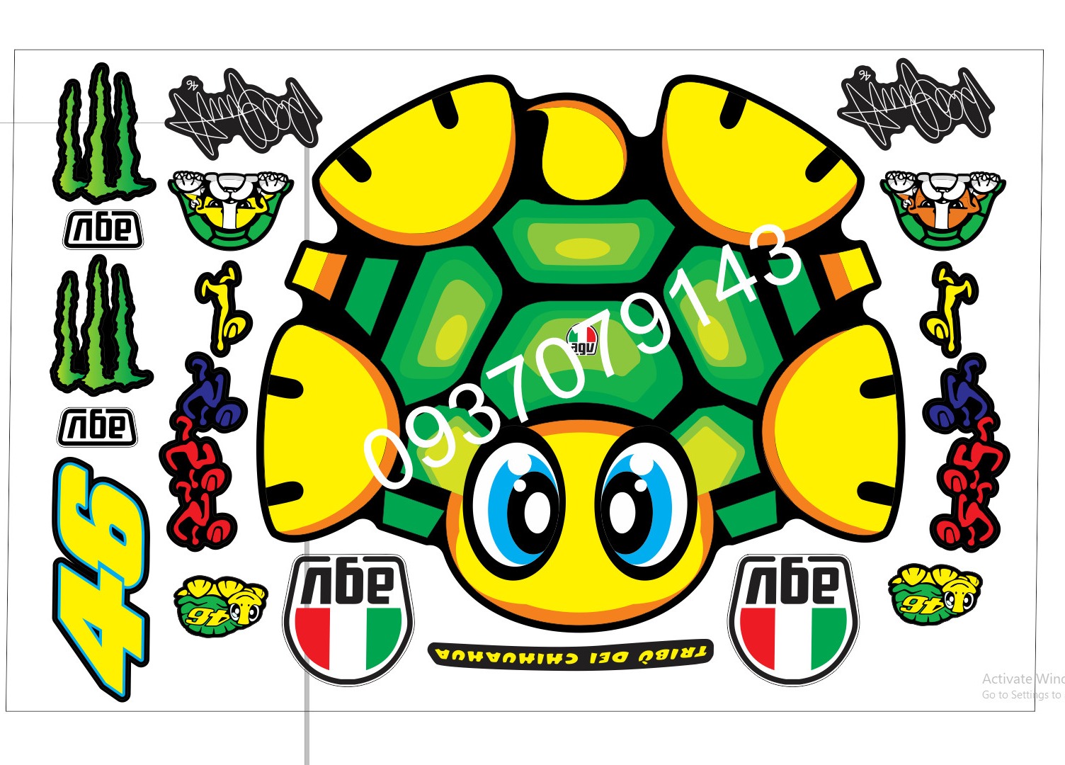 Tem dán nón 1/2 con rùa