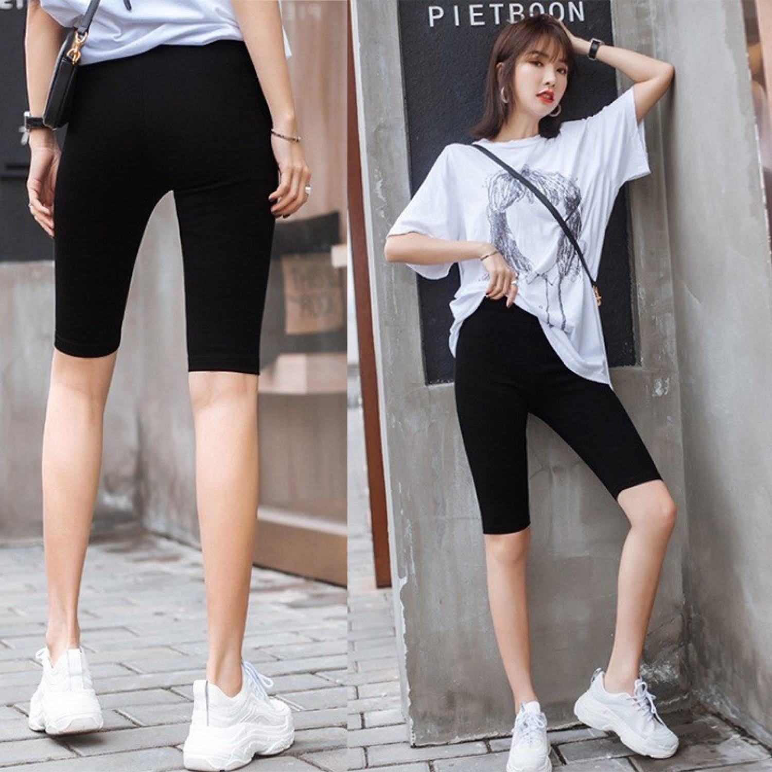 Quần legging đùi nâng mông cạp chun bản to chất thun co dãn(loại đẹp)