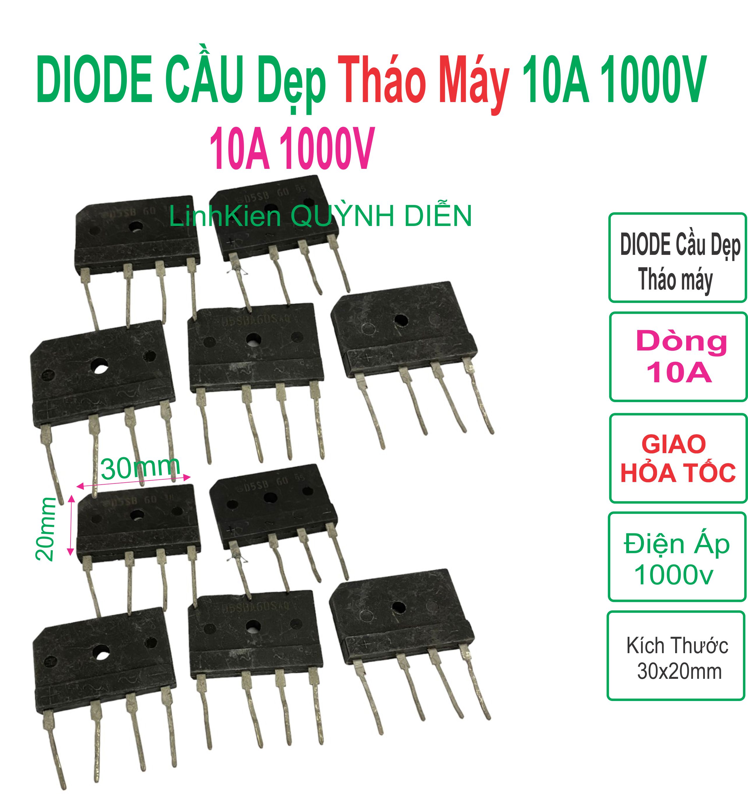 Combo 10 con diode cầu dẹp 606 - 10a 1000v ̣" hàng tháo máy" linh kiện điện tử quỳnh diễn