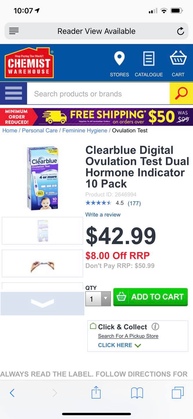 Clearblue 4 or More Ovulation Test Strips with 2 and 3 Steps Showing Australia