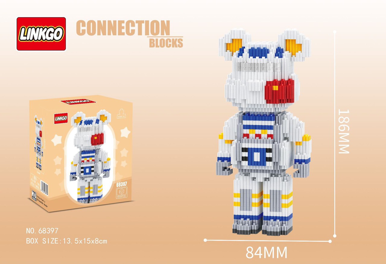 Mô hình đồ chơi lắp ráp 3D gấu mini bearbrick lớn 12cm