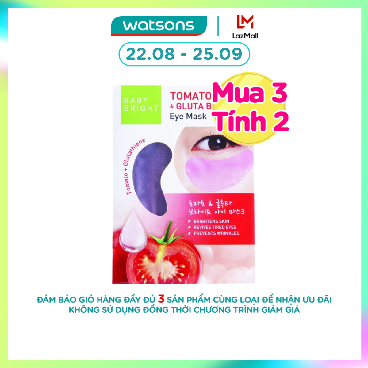 Mặt nạ mắt baby bright tomato & gluta bright eye mask cà chua 2.5g