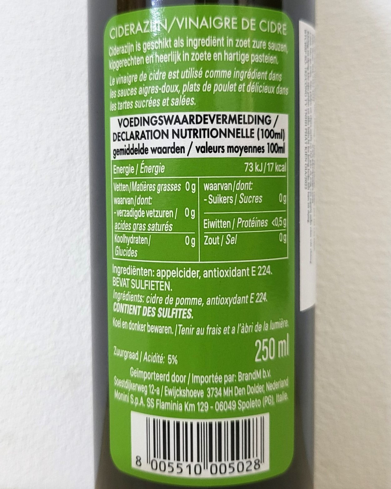 MONINI (chai 250ml) GIẤM TÁO Apple Cider Vinegar