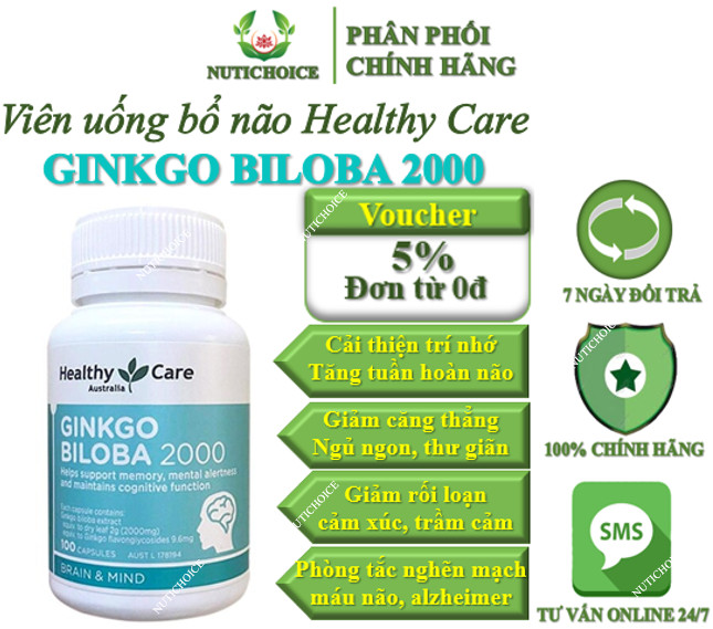Thực phẩm bổ não Úc Healthycare Ginkgo Úc