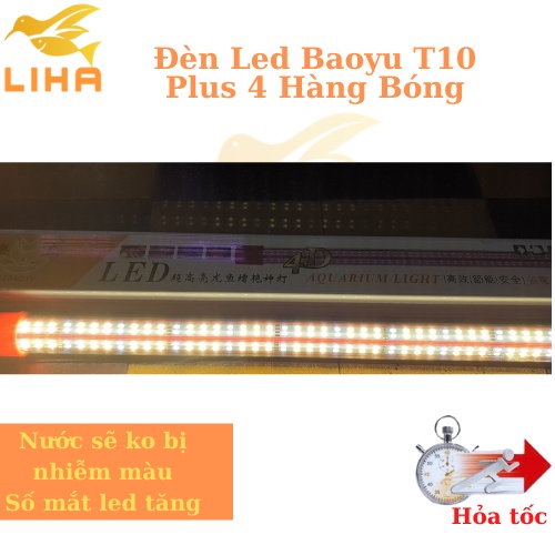 Đèn led lebaoyu t10 plus 4 hàng bóng - đèn cá rồng không làm nhiễm màu nước