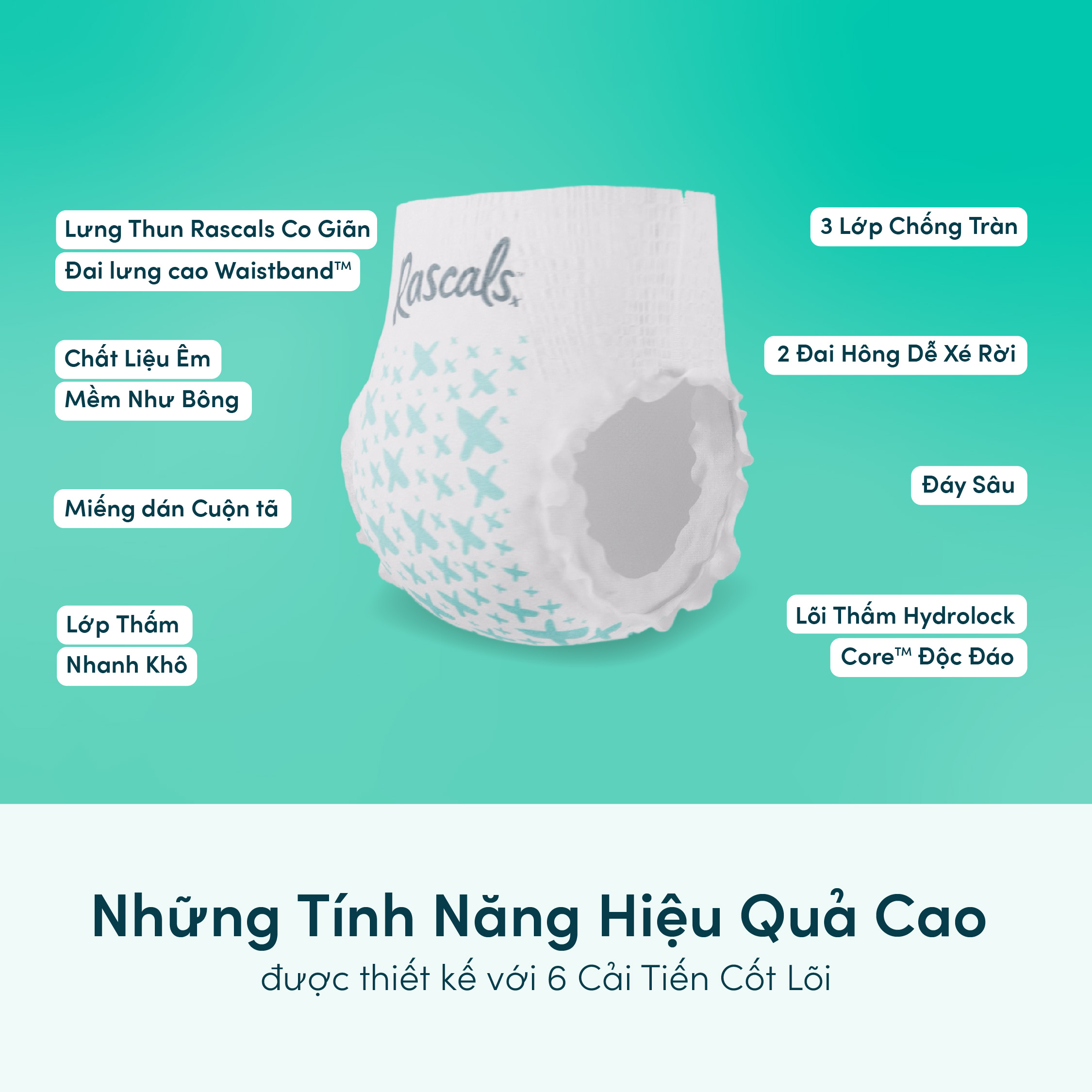 Tã/Bỉm Quần Rascals Size M (6-11kg) 58 miếng