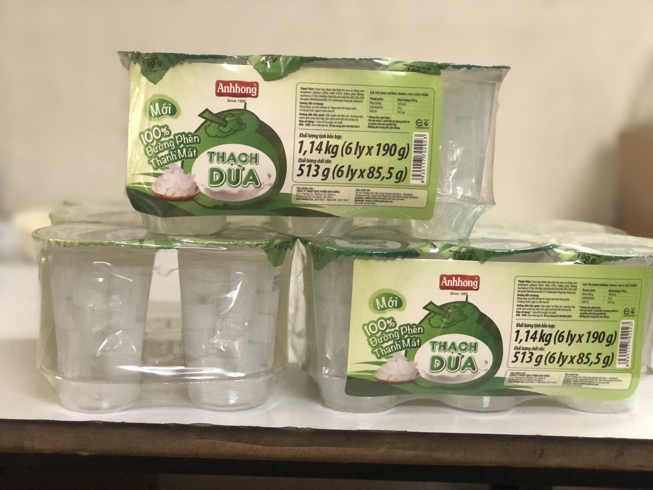 [HCM]THẠCH DỪA ÁNH HỒNG 190GR * 6 LY