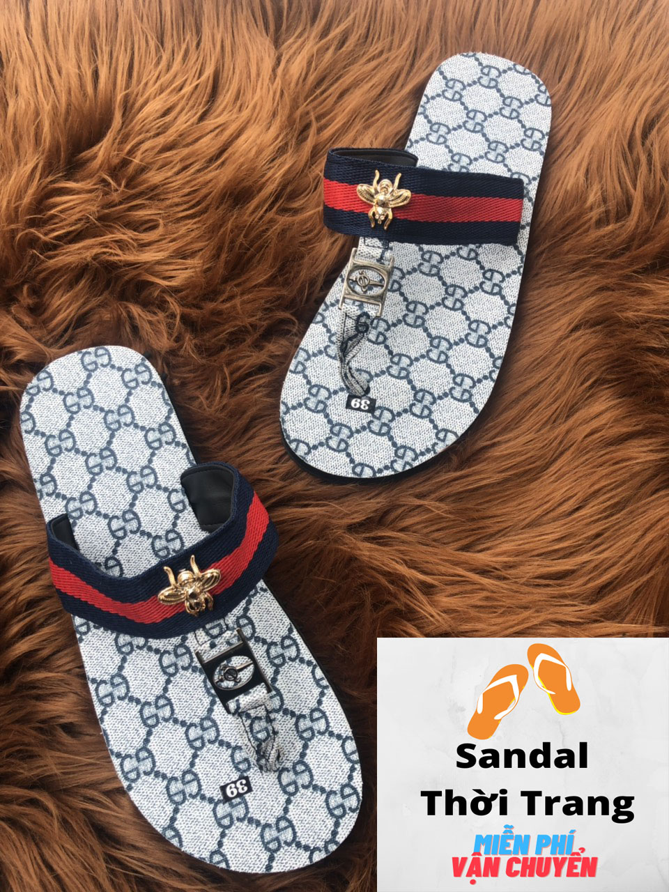 [MIỄN PHÍ SHIP]Dép sandal nữ, SANDALTHOITRANG Dép sỏ ngón nữ (ẢNH THẬT 100%) quai chữ T gắn ong full size 30-44 nam nữ