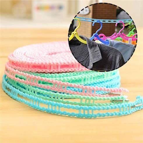 Dây phơi quần áo, đồ thông minh có lỗ gắn móc phơi đồ - dài 5m( giao màu ngẫu nhiên)