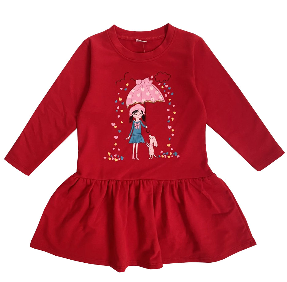 Đầm bé gái dài tay dahana kids - đầm bé gái tay dài thu đông cho bé 2-12 tuổi