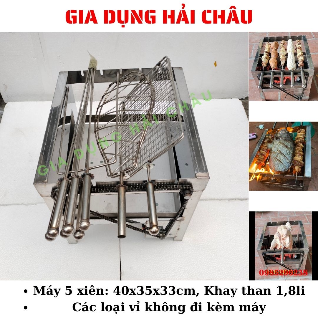 Máy nương thịt bếp nướng than hoa ngoài trời mini đa năng tự xoay