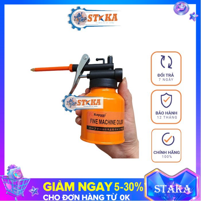 Bình châm nhớt, bơm dầu kapusi nhật bằng kim loại, bình vịt, vịt dầu sắt vòi mềm k-1051