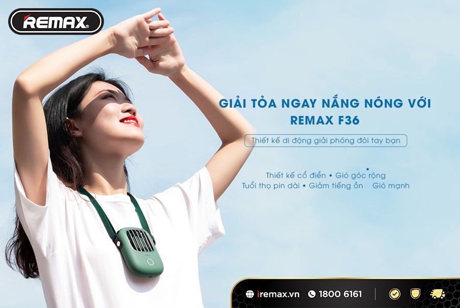 Quạt đeo cổ Remax F36- Quạt để ban mini