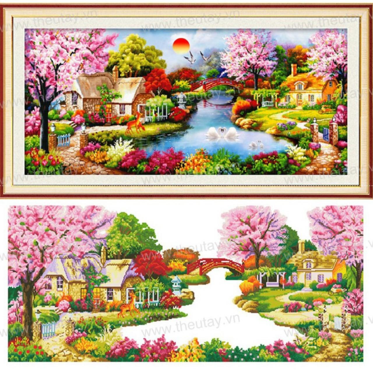 [HCM]Tranh đính đá mùa xuân ấm áp LV009