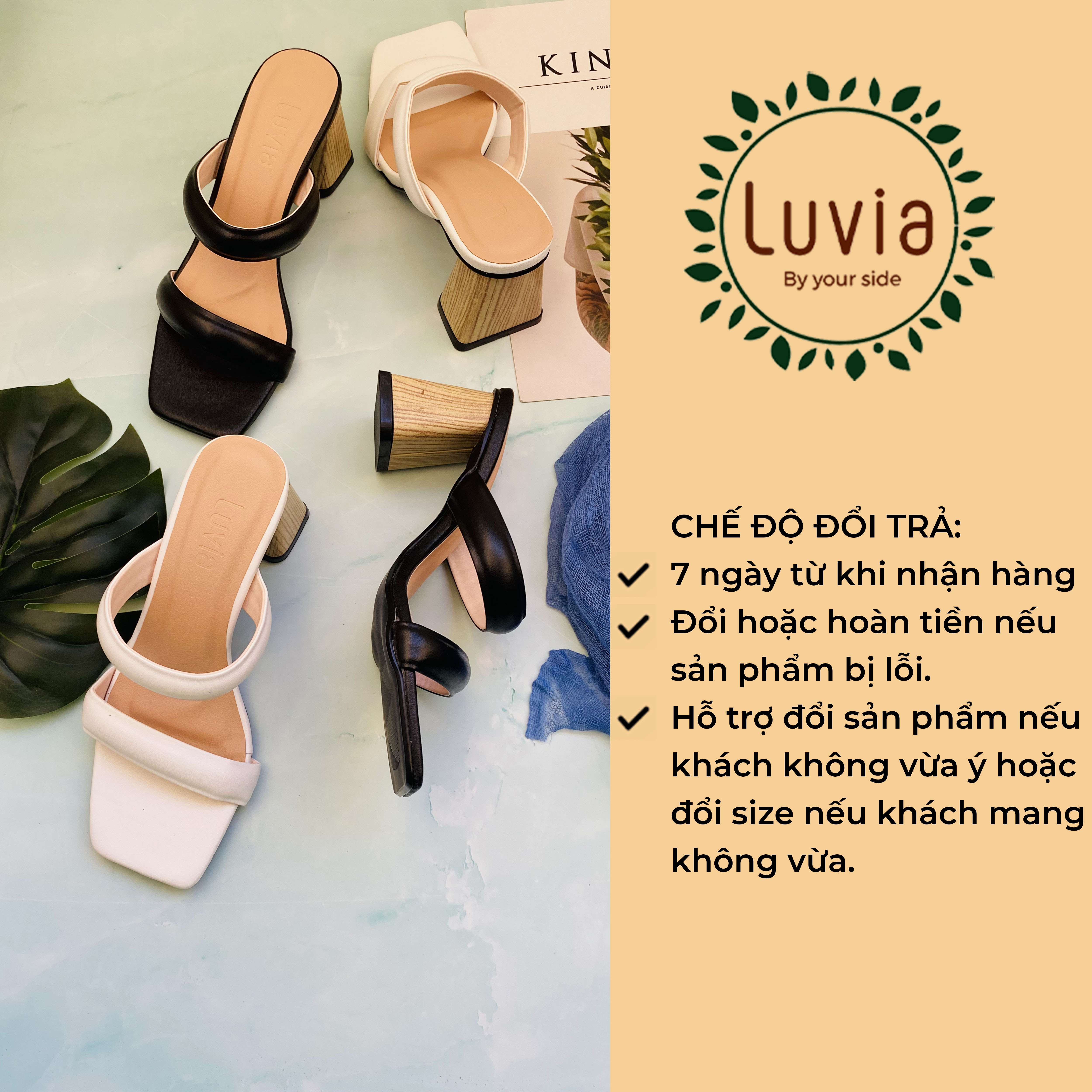 Guốc cao gót 7 phân đế vuông quai phồng Luvia 33CG