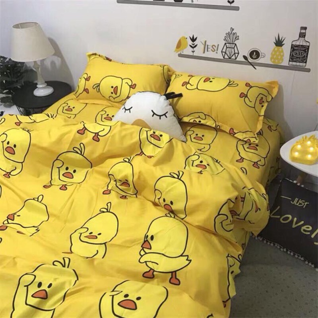 Set 4 Chăn Phao Cotton Poly VỊT VÀNG đáng yêu,dễ thương