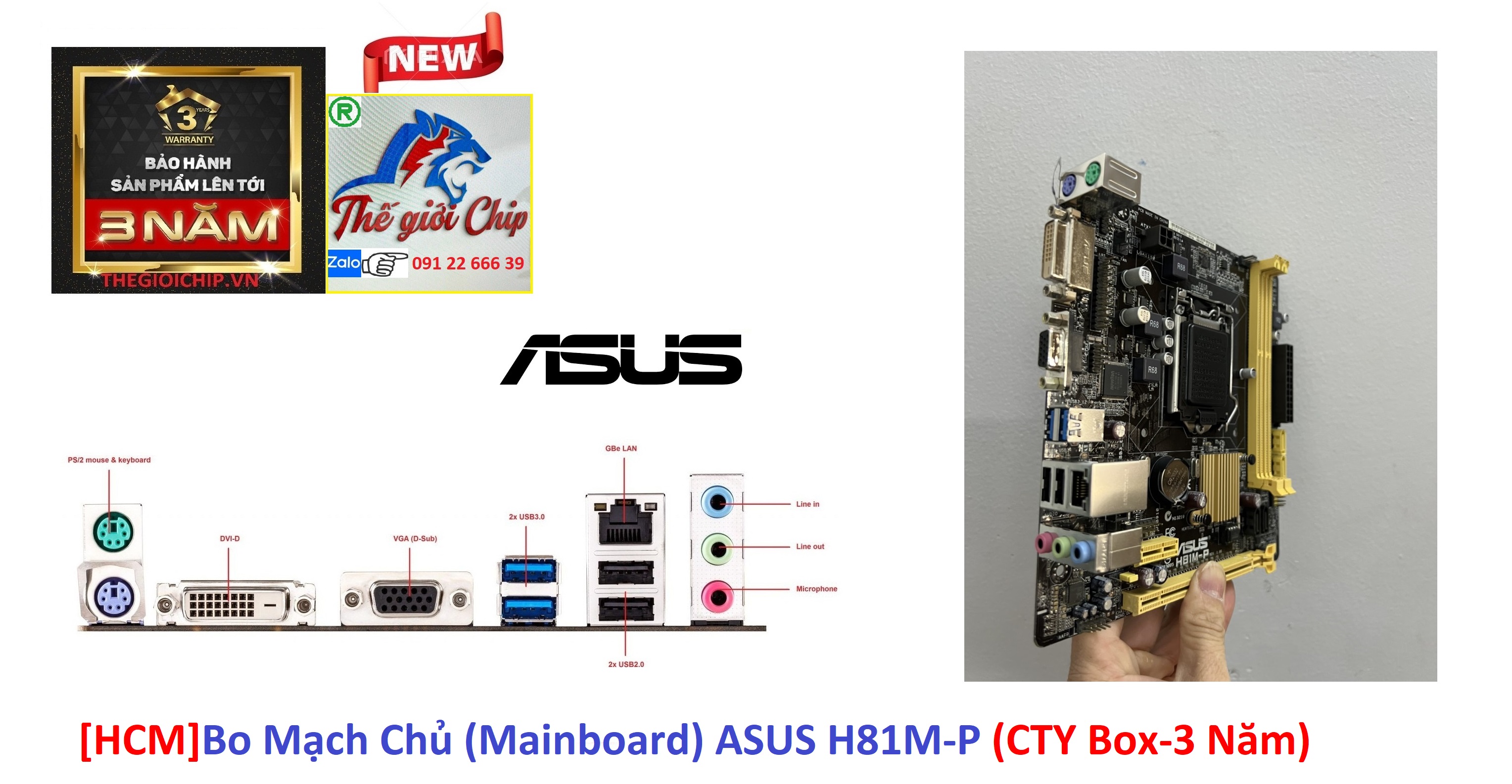 [HCM]Bo Mạch Chủ (Mainboard) ASUS H81M-P (CTY Box-3 Năm)