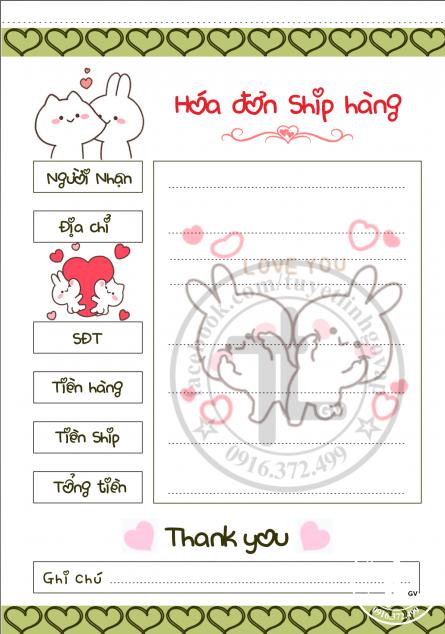 [HCM]Combo 10 hóa đơn ship hàng - đủ mẫu