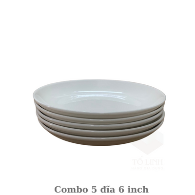 Combo 5 đĩa gốm sứ 15cm, 5 đĩa gốm sứ hoa 6 inch
