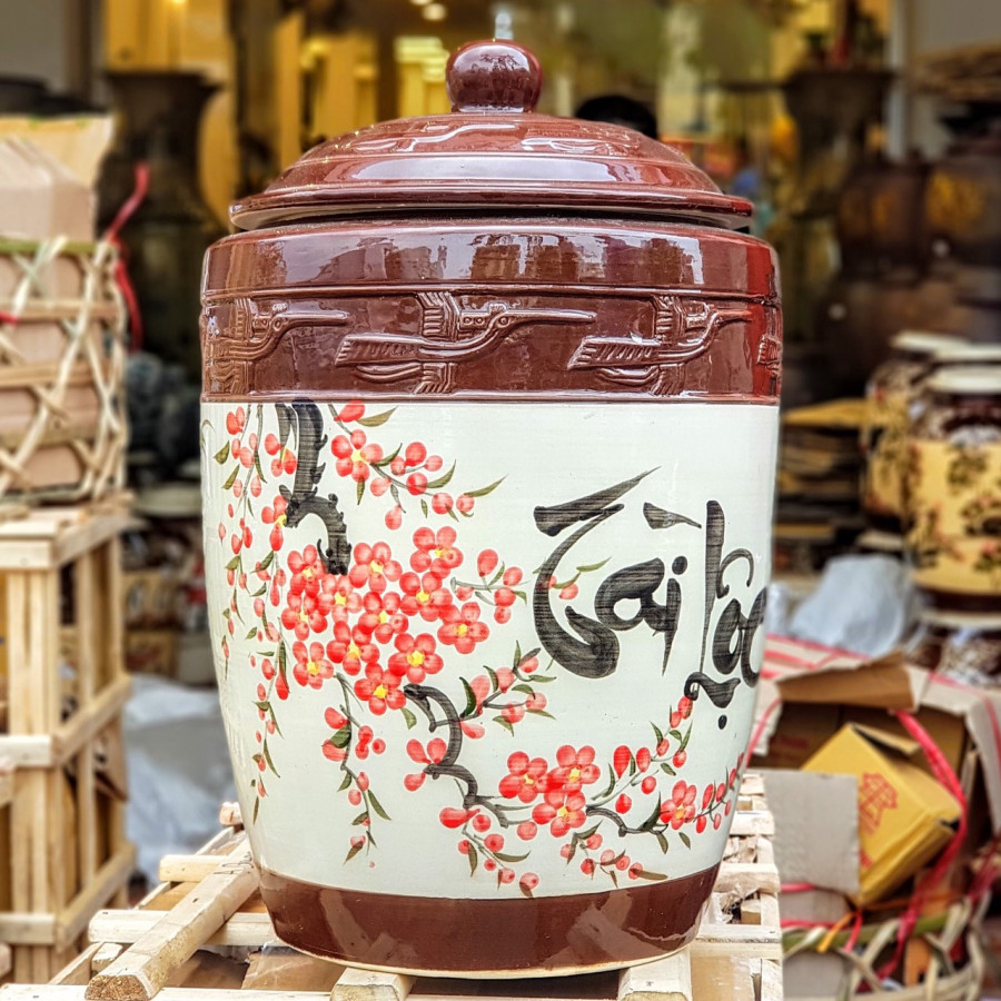 Hũ đựng gạo tài lộc gốm sứ bát tràng - 15kg trung hanh bat trang ceramics