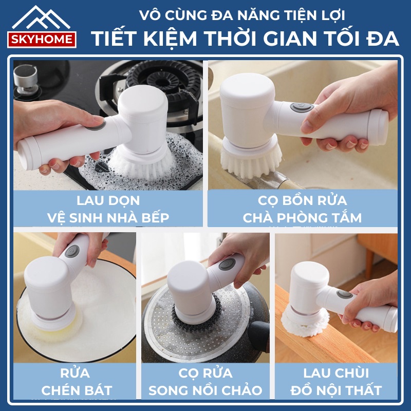 Máy cọ rửa điện cầm tay đa năng, dụng cụ vệ sinh sạc usb, bàn chải vệ sinh bếp, bồn rửa mặt, đánh giày, đánh bóng, máy chà sàn điện cầm tay với 3 đầu thay thế, máy đánh sàn cầm tay pin 1500mAh, dùng được 4h