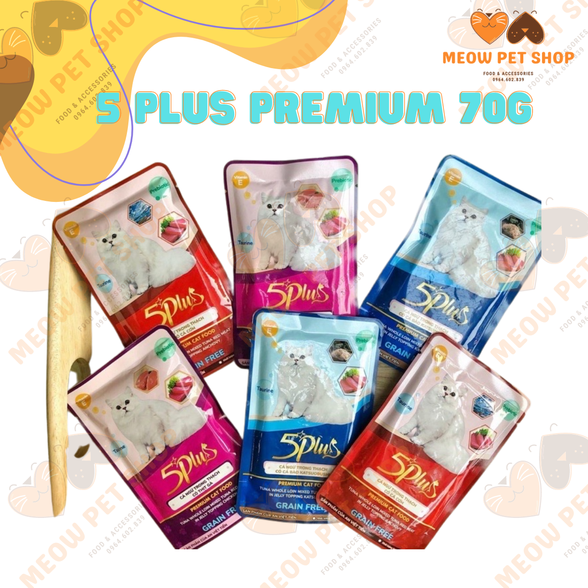Thức ăn pate 5 Plus Premium cho mèo gói 70g