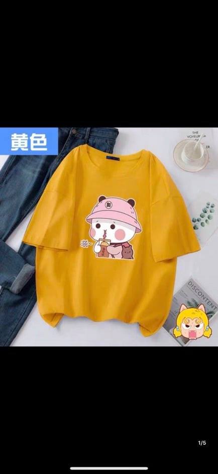 áo thun hình gấu trúc mũ hồng