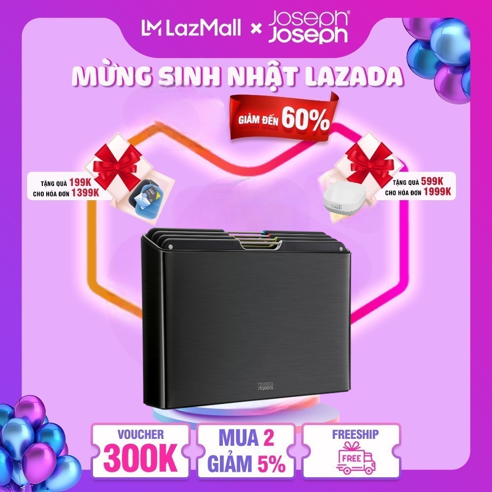 Bộ thớt Joseph Joseph Folio Steel 4 món (Màu đen) - 001204