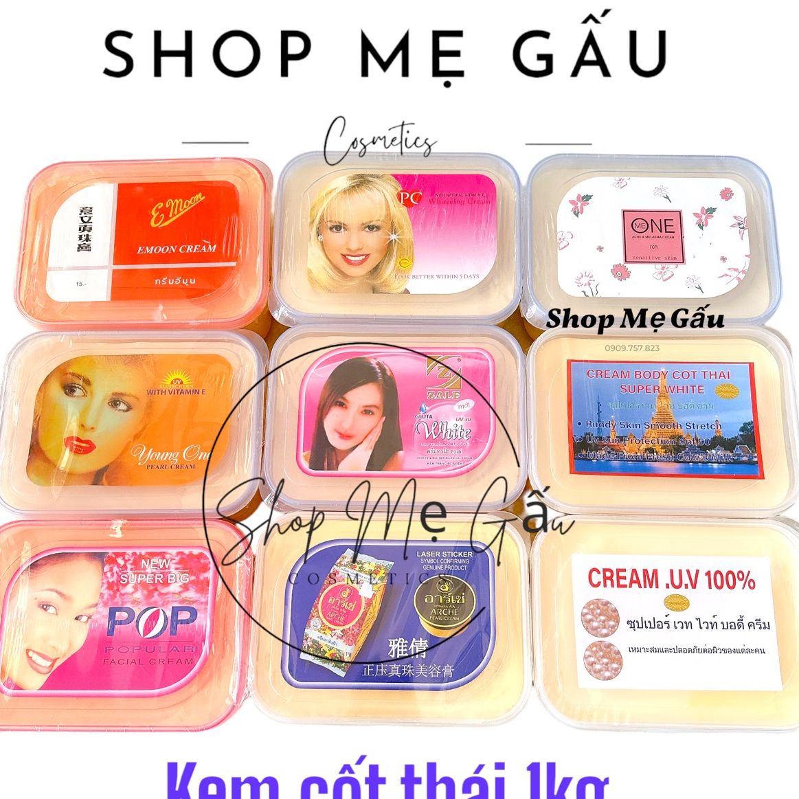 KEm cốt thái 1kg hàng chuẩn(p.c, xù, one, pop, emon,ac thái)