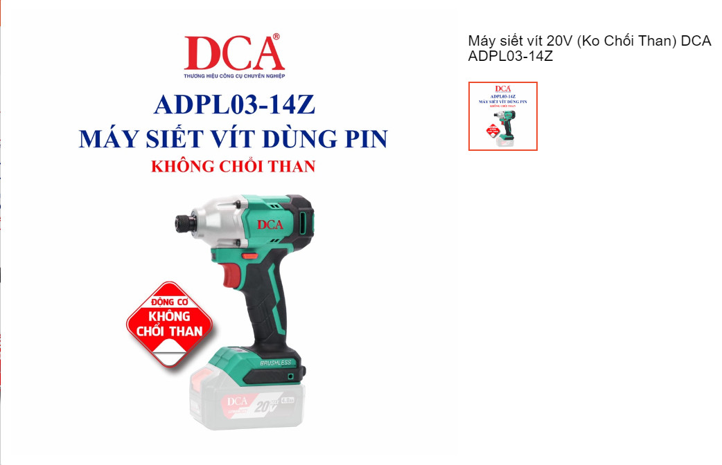 Máy siết vít dùng pin 20V DCA ADPL03-14Z (motor không chổi than)