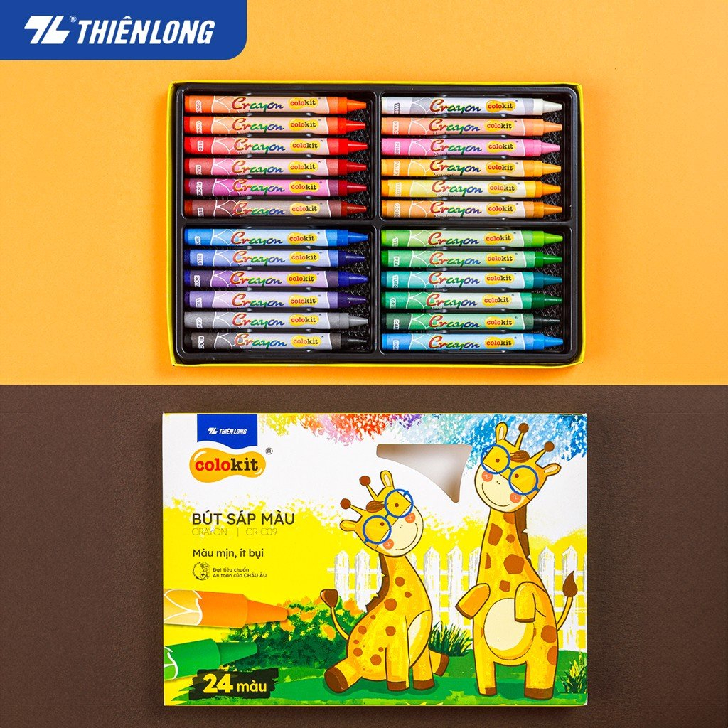 (1 Hộp) Bút sáp 24 màu Colokit Thiên Long CR-C09