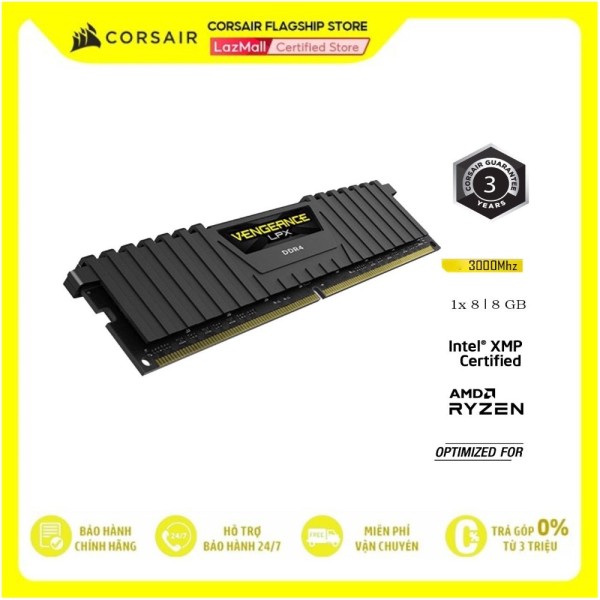 Thanh ram PC CORSAIR VENGEANCE LPX 8GB DDR4 1x8G 3000MHz CMK8GX4M1D3000C16
