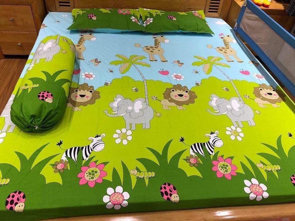 (GOODMAKET)GA CHỐNG THẤM COTTON HOẠT HÌNH NGỘ NGHĨNH ĐỦ SIZE rừ 1m6 đến 2m2 -GA CHỐNG THẤM CHO BÉ-GA GIƯỜNG