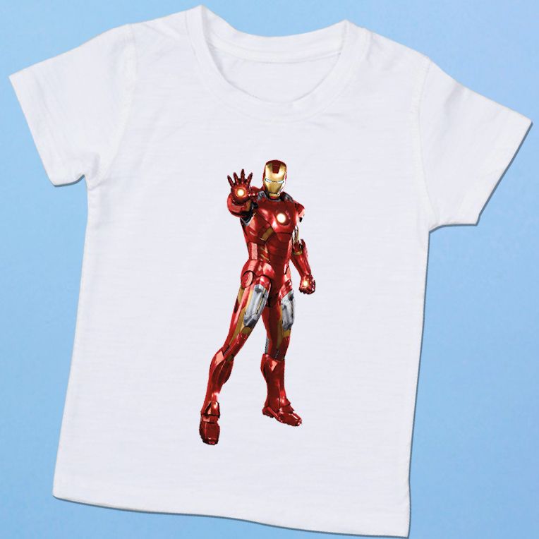 Áo thun cho bé trai in hình siêu nhân iron man cho bé mẫu m2