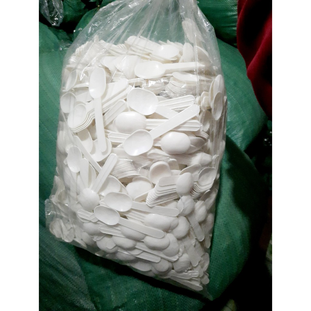 Thìa sữa chua trắng đẹp (500 gram) | Disposable, small plastic spoons