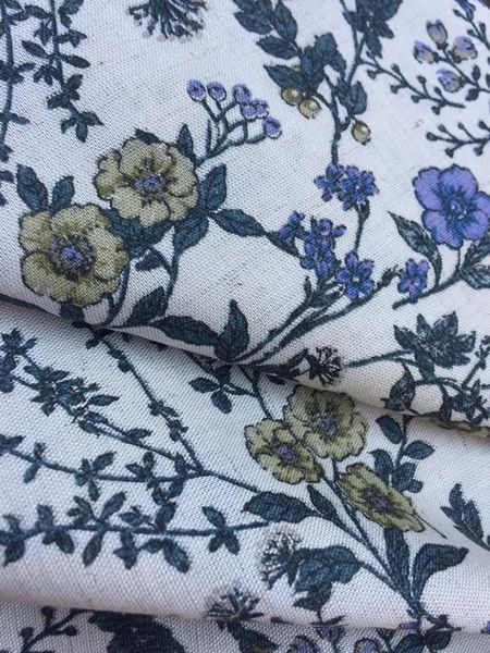 Vải linen hoa dây vàng, tím!