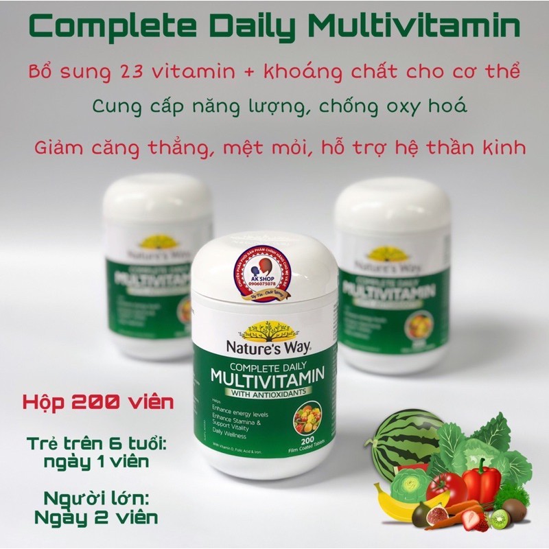 Viên Uống Multi Vitamin Nature’S Way 200V Hàng Chuẩn Hãng