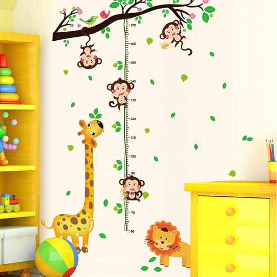 Decal dán tường đo chiều cao khỉ đu dây